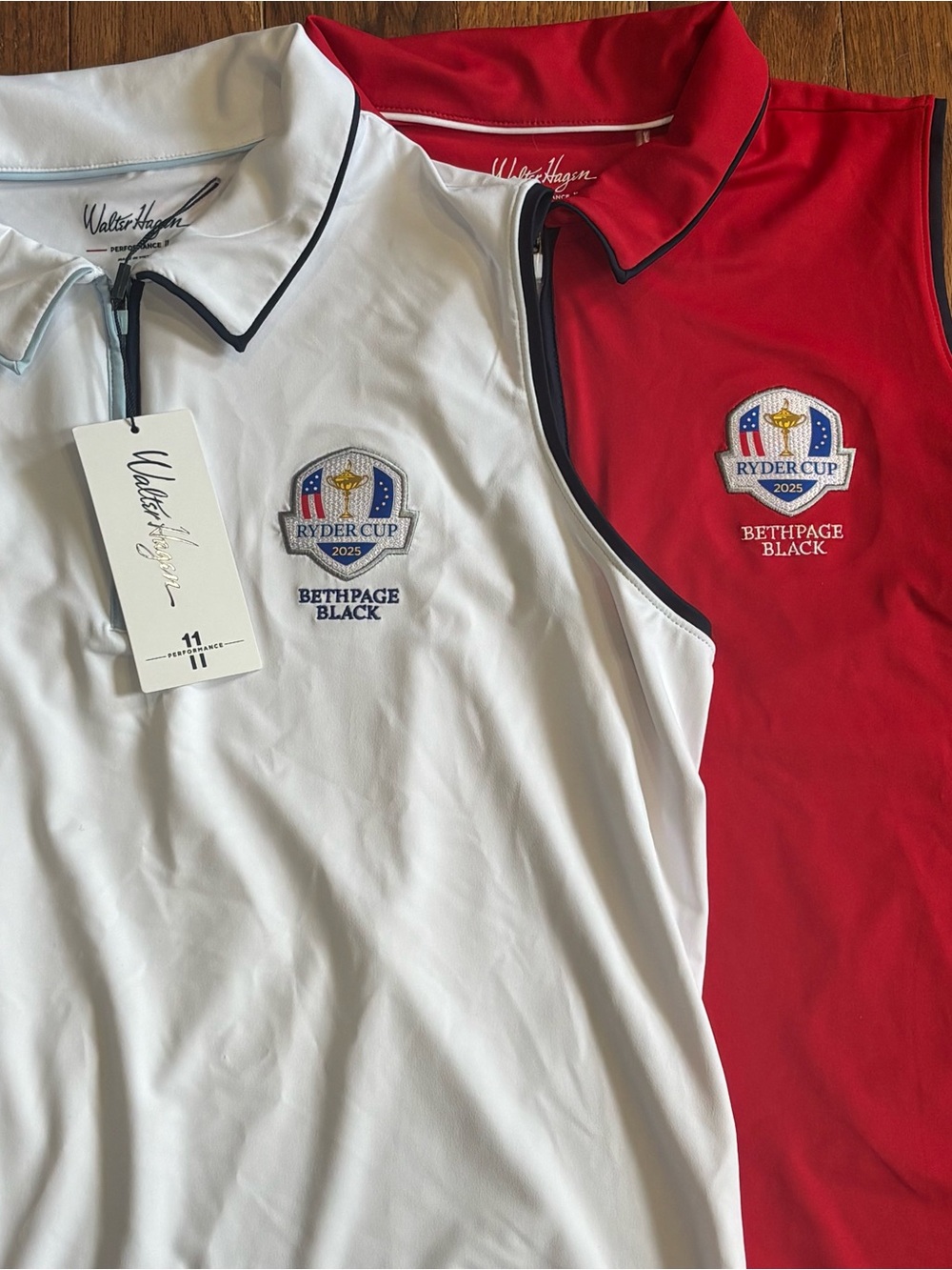 Lot of 2 Walter Hagen Women’s Ryder Cup 2025 1/4-Zip Sleeveless Golf Polo, Large